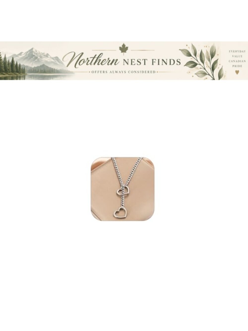 Chunky Heart Pendant Necklace Stainless Steel Slip Chain Adjustable Statement